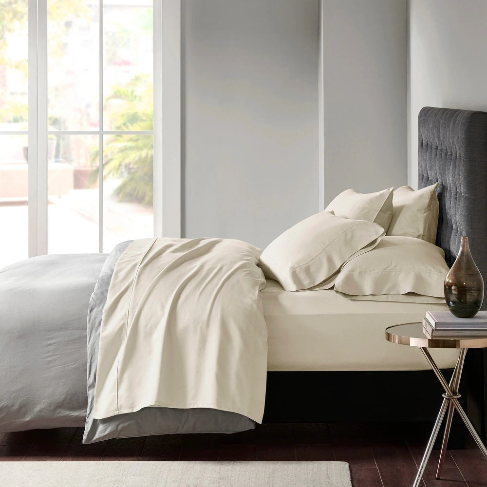 NNEDSZ 600 TC Egyptian Cotton Sateen Oatmeal Sheet Set Deep Queen by Park Avenue-0