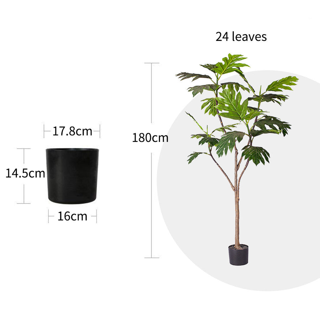 NNEAGS 180cm Artificial Natural Green Split-Leaf Philodendron Tree Fake Tropical Indoor Plant Home Office Decor-1