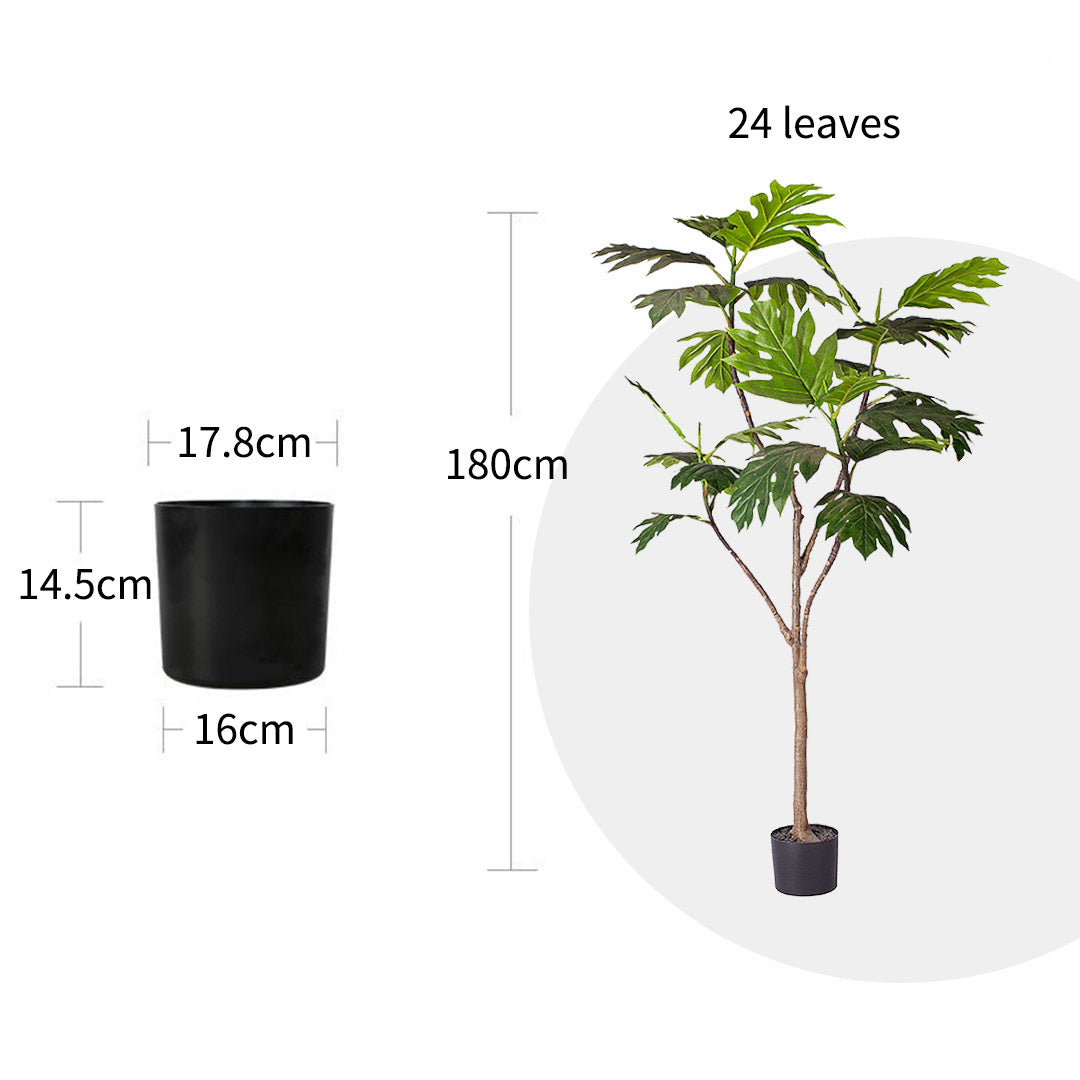 NNEAGS 180cm Artificial Natural Green Split-Leaf Philodendron Tree Fake Tropical Indoor Plant Home Office Decor-1