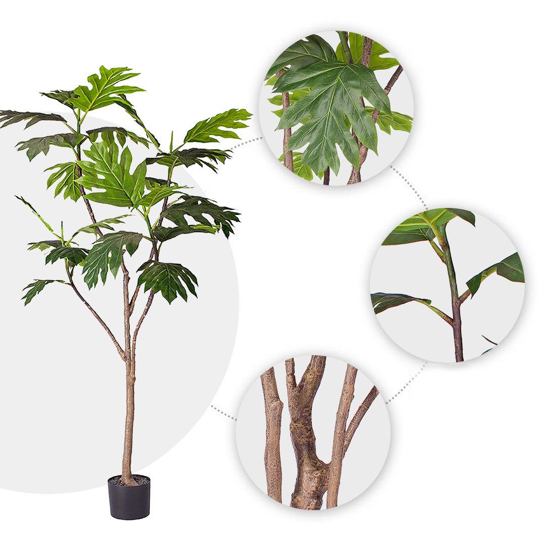 NNEAGS 180cm Artificial Natural Green Split-Leaf Philodendron Tree Fake Tropical Indoor Plant Home Office Decor-3