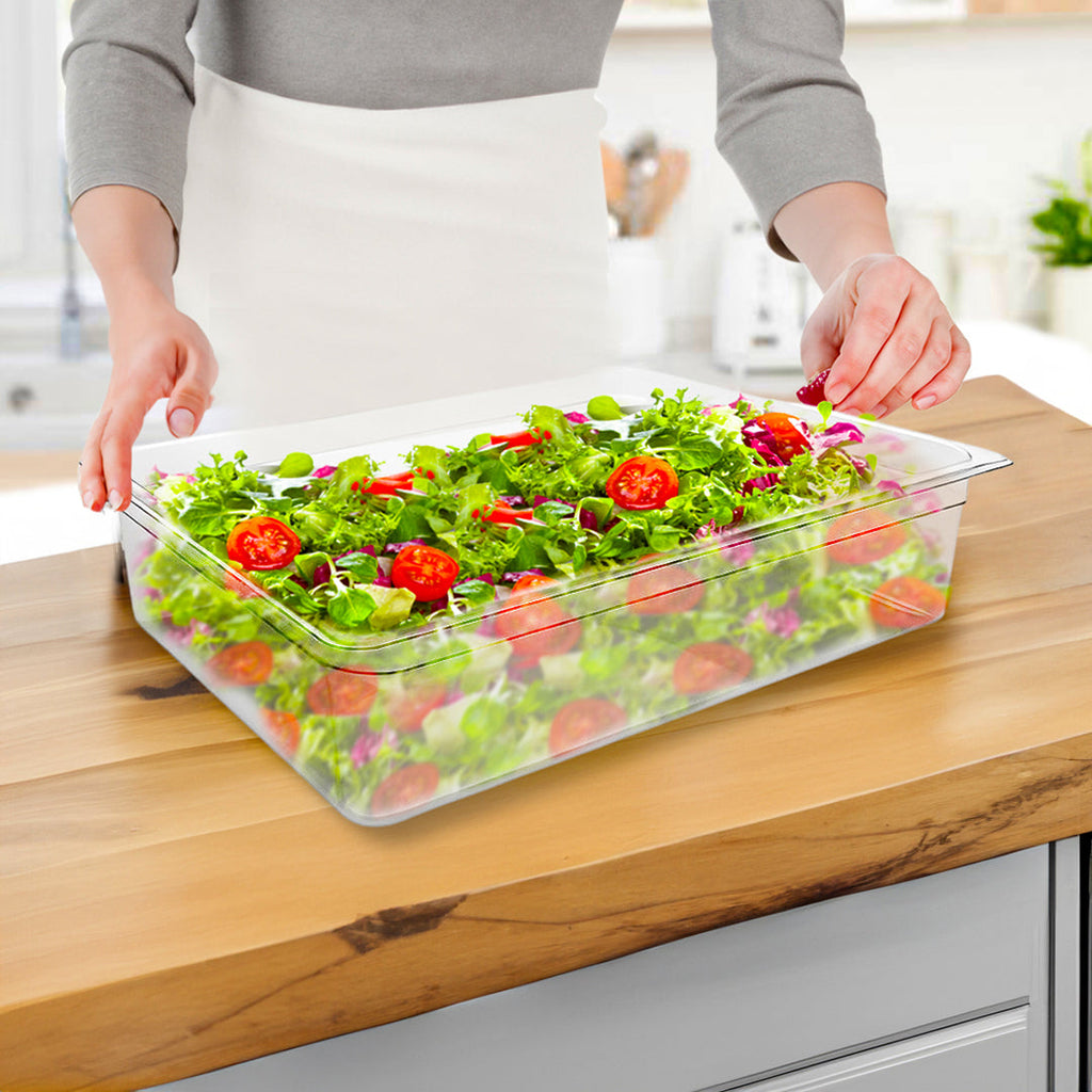 NNEAGS 150mm Clear Gastronorm GN Pan 1/1 Food Tray Storage Bundle of 6