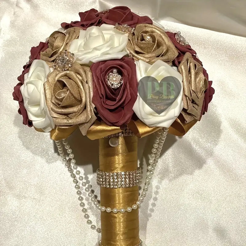 NNETM 25-Piece Golden Artificial Rose Flowers Set-4