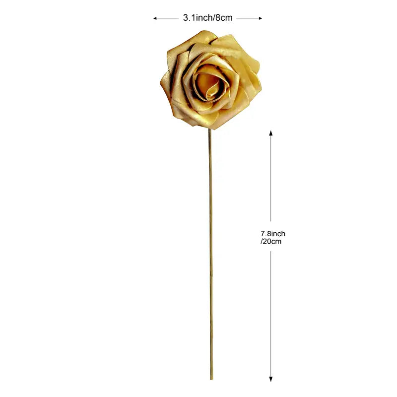 NNETM 25-Piece Golden Artificial Rose Flowers Set-3