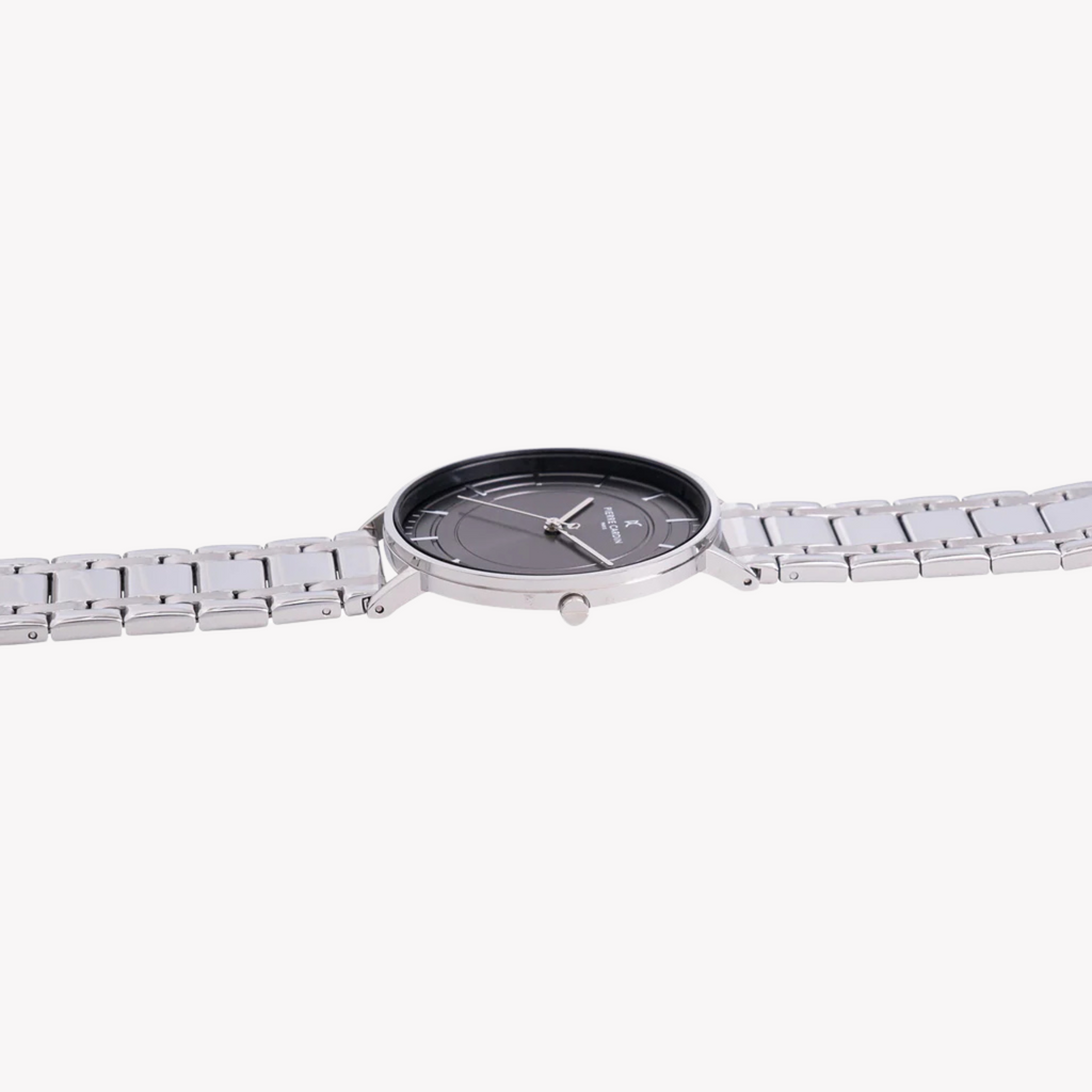 Pierre Cardin Men's Silver Metal Watch, Black Dial | Cbn.3033