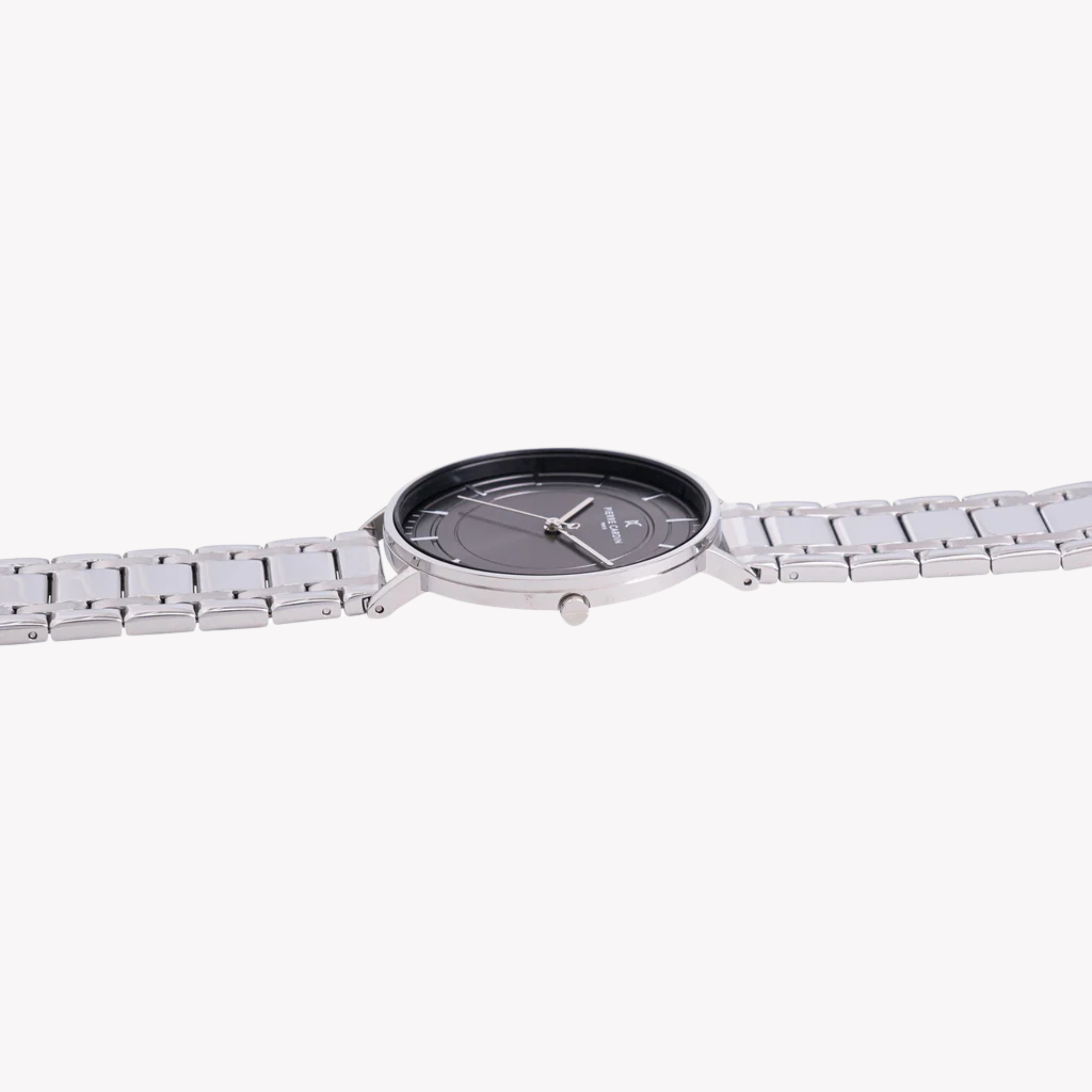 Pierre Cardin Men's Silver Metal Watch, Black Dial | Cbn.3033
