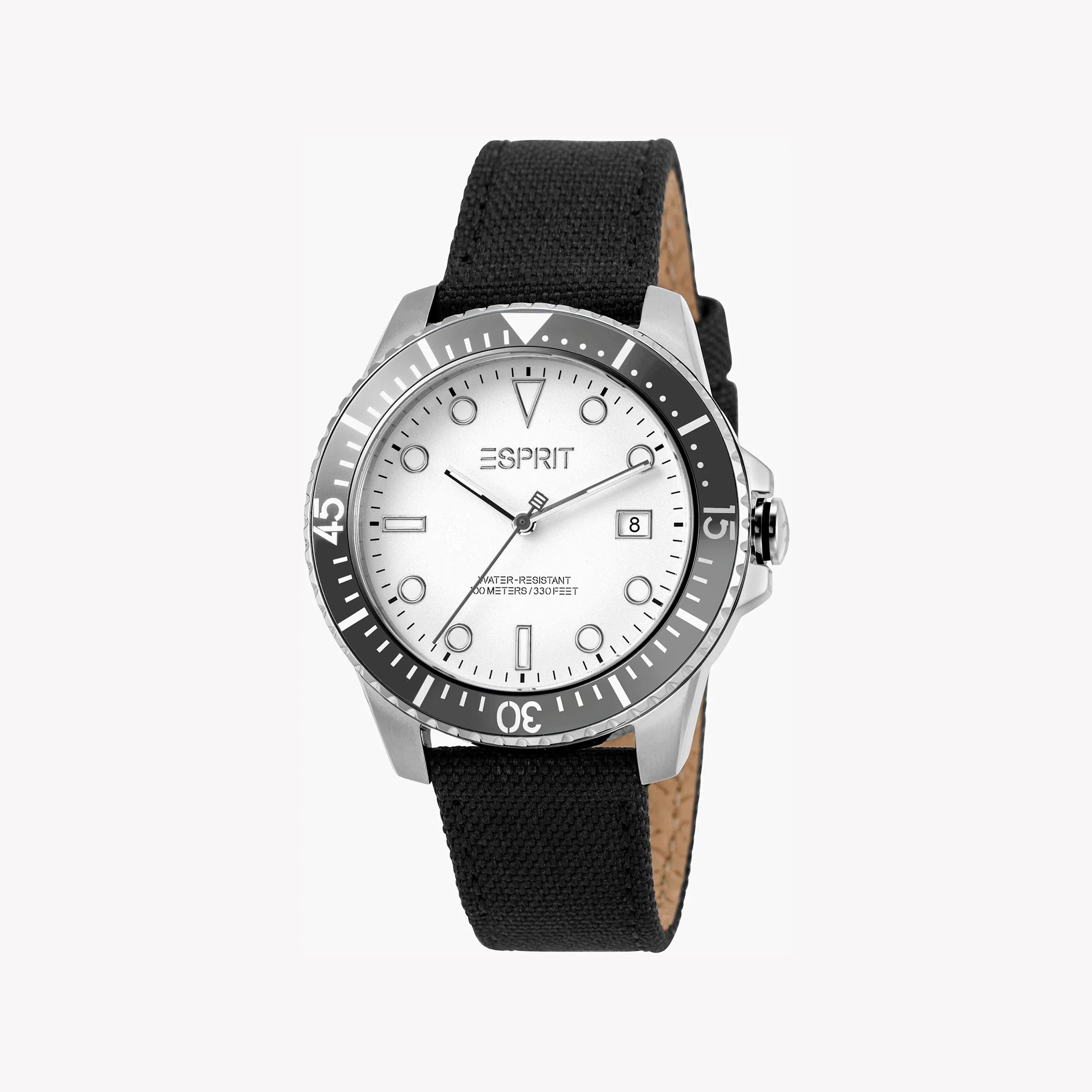 Esprit Men's Black Nylon Watch, Silver Dial | Es1g117m0065