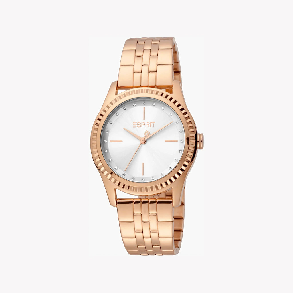 Esprit Women's Rose Gold Stainless Steel Watch, Silver Dial | Es1l199m0015