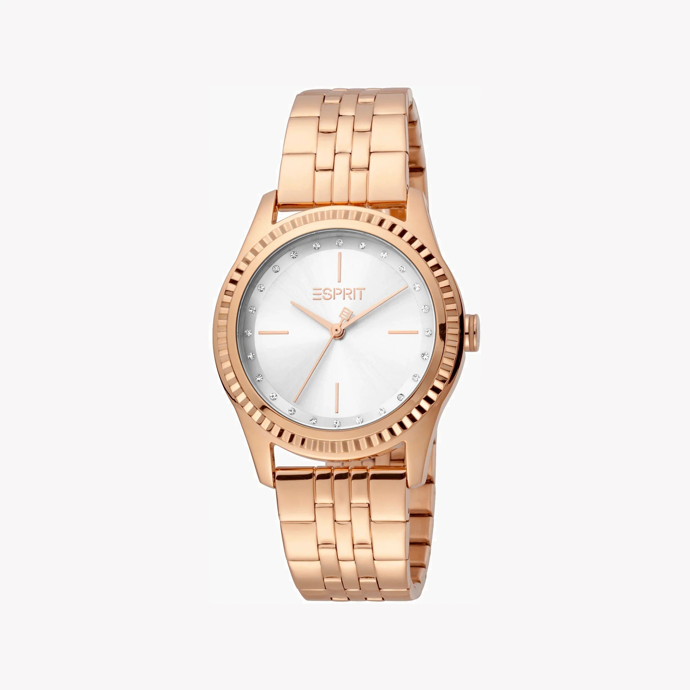 Esprit Women's Rose Gold Stainless Steel Watch, Silver Dial | Es1l199m0015