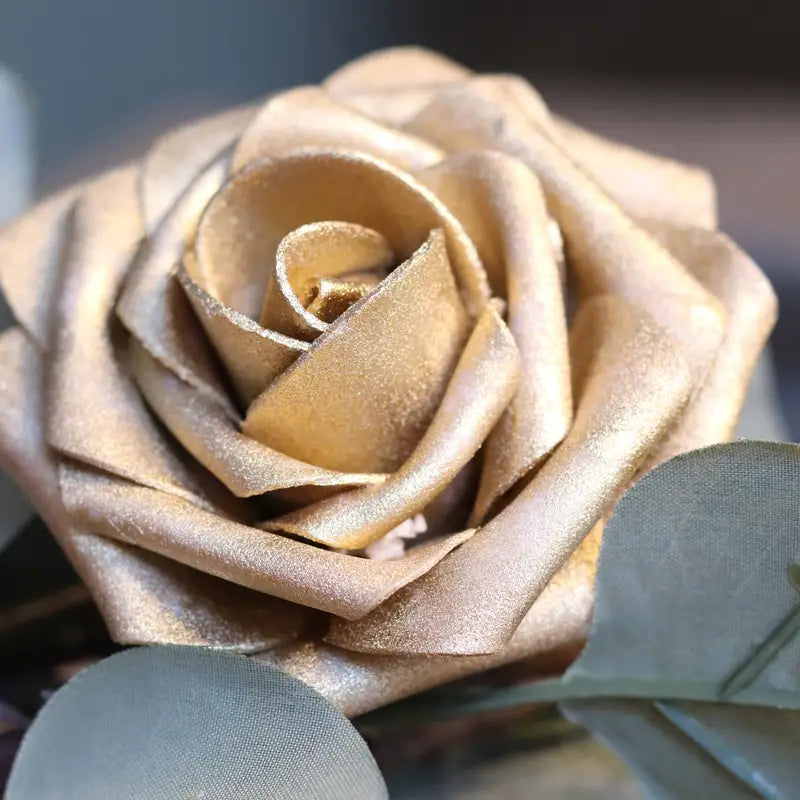 NNETM 25-Piece Golden Artificial Rose Flowers Set-1