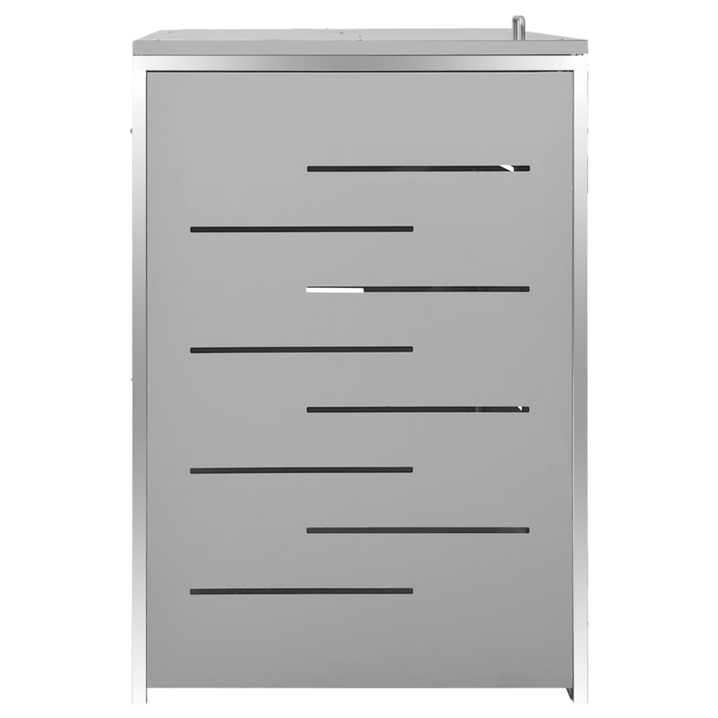 NNEVL Triple Wheelie Bin Shed 207x77.5x115 cm Stainless Steel-4