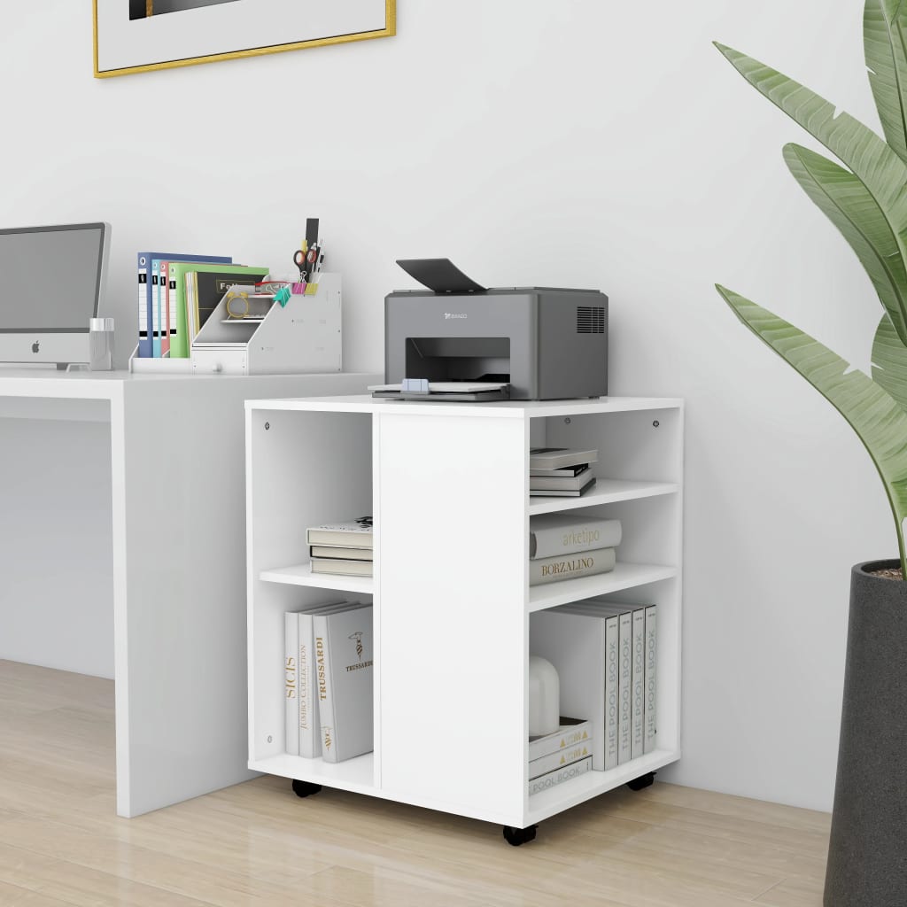 NNEVL Rolling Cabinet White 60x53x72 cm Chipboard-2