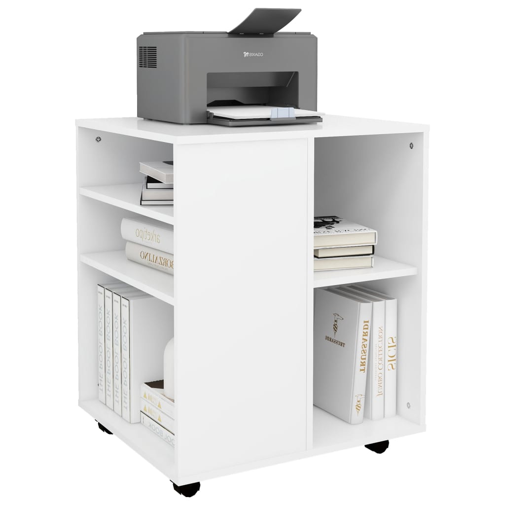 NNEVL Rolling Cabinet White 60x53x72 cm Chipboard-3