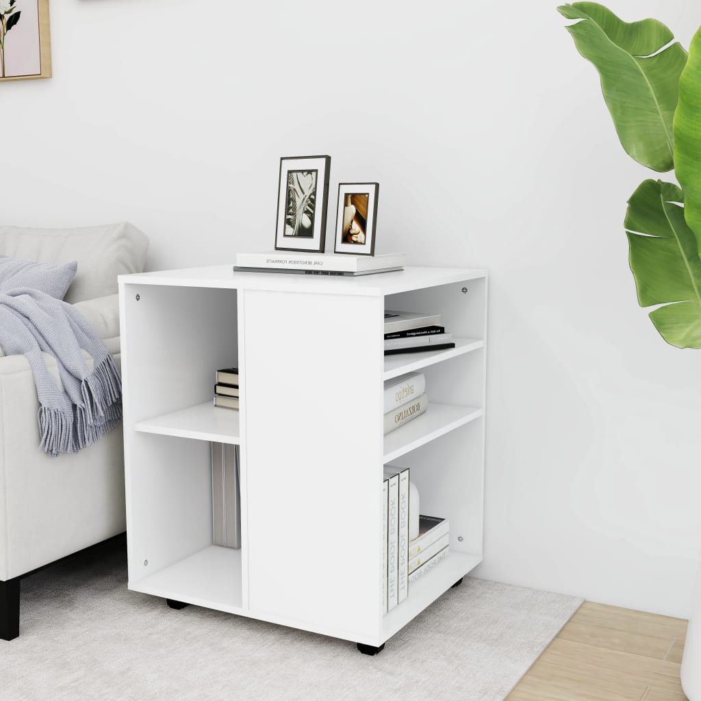 NNEVL Rolling Cabinet White 60x53x72 cm Chipboard-0