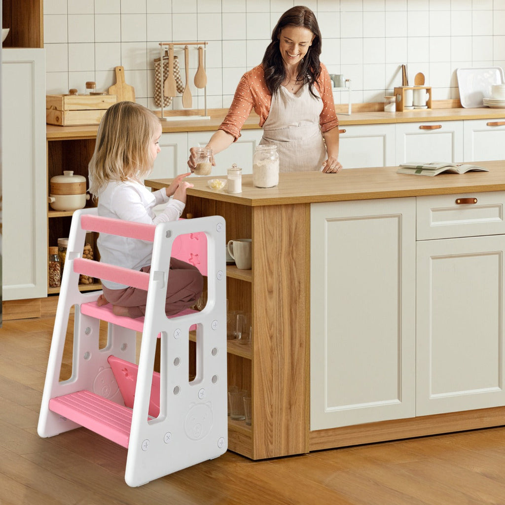 NNECW Kids Step Learning Stool with Double Safety Rails for Baby-0