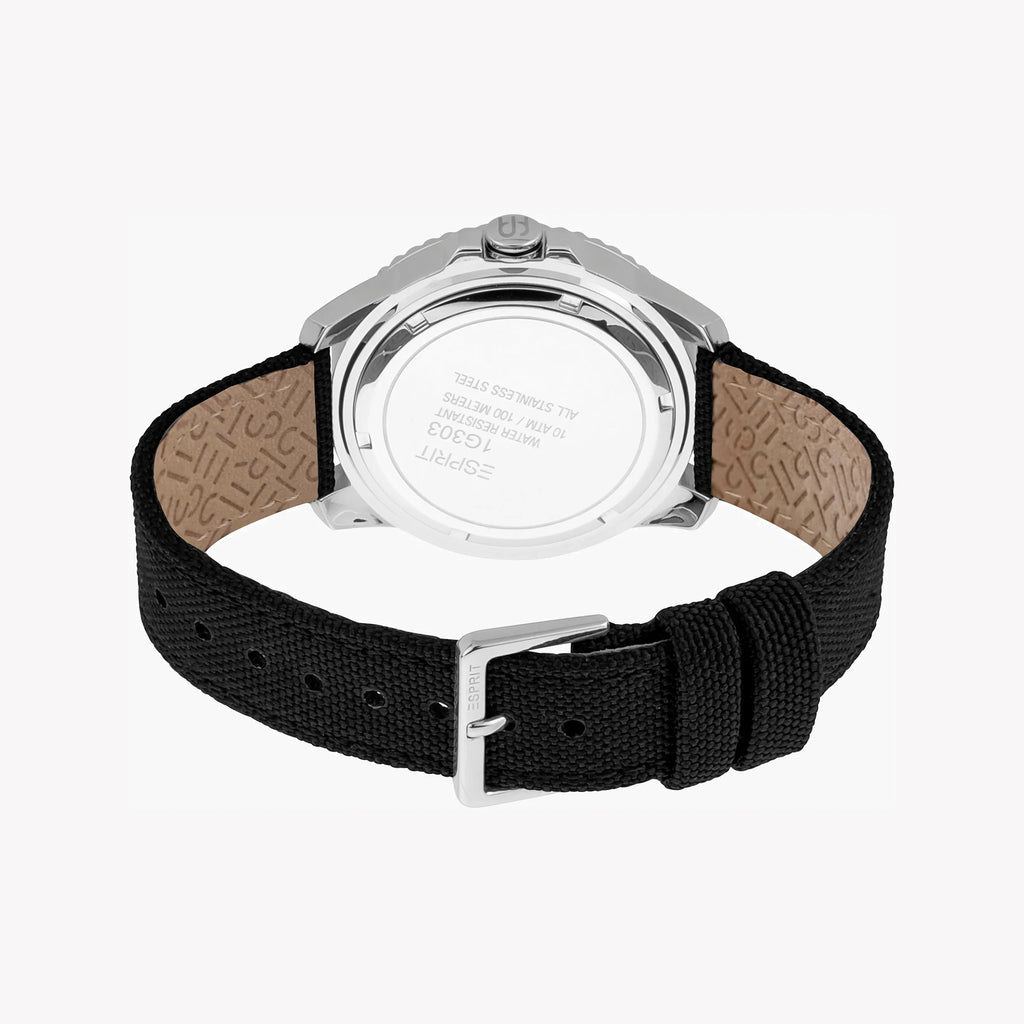 Esprit Men's Black Nylon Watch, Silver Dial | Es1g117m0065