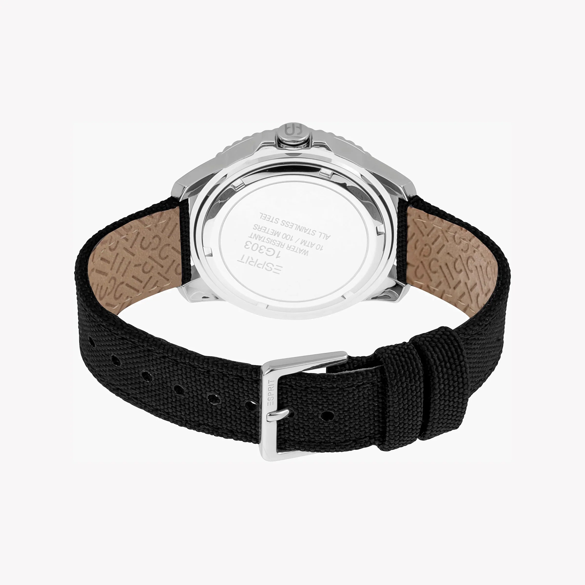 Esprit Men's Black Nylon Watch, Silver Dial | Es1g117m0065