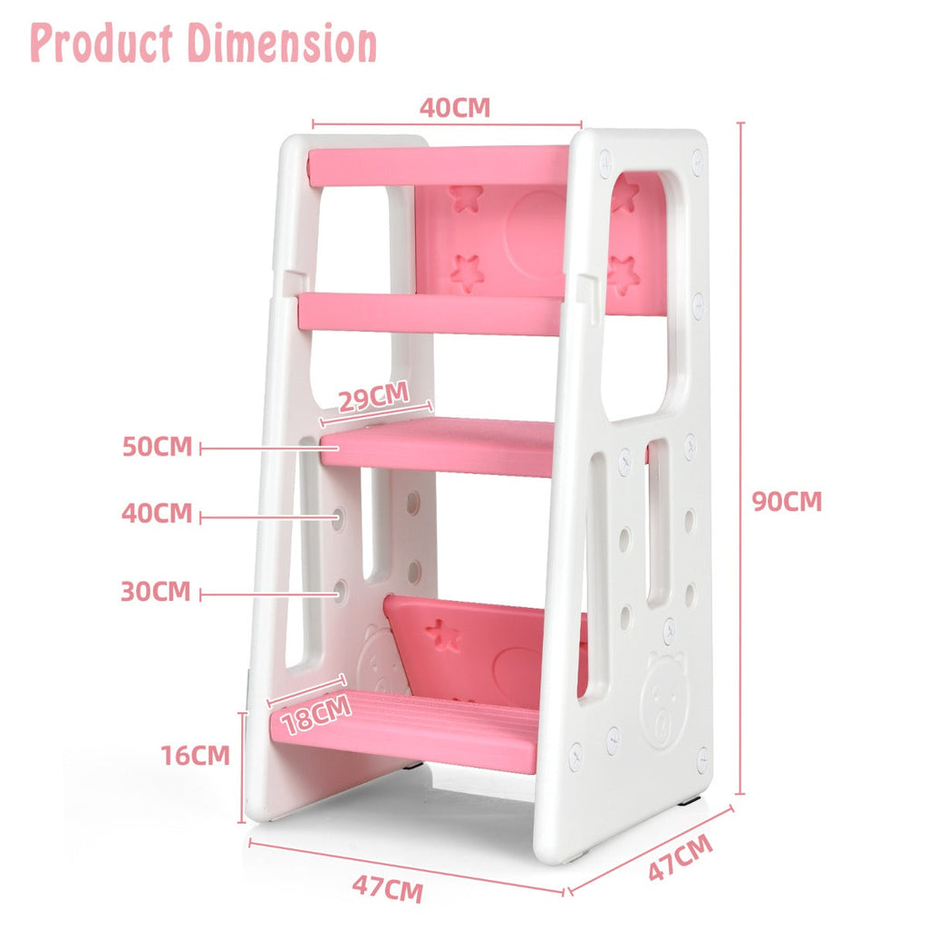 NNECW Kids Step Learning Stool with Double Safety Rails for Baby-3