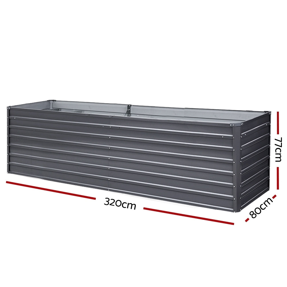 NNEDSZ Greenfingers Garden Bed 320 x 80 x 77cm Galvanised Steel Raised Planter 2N1-1