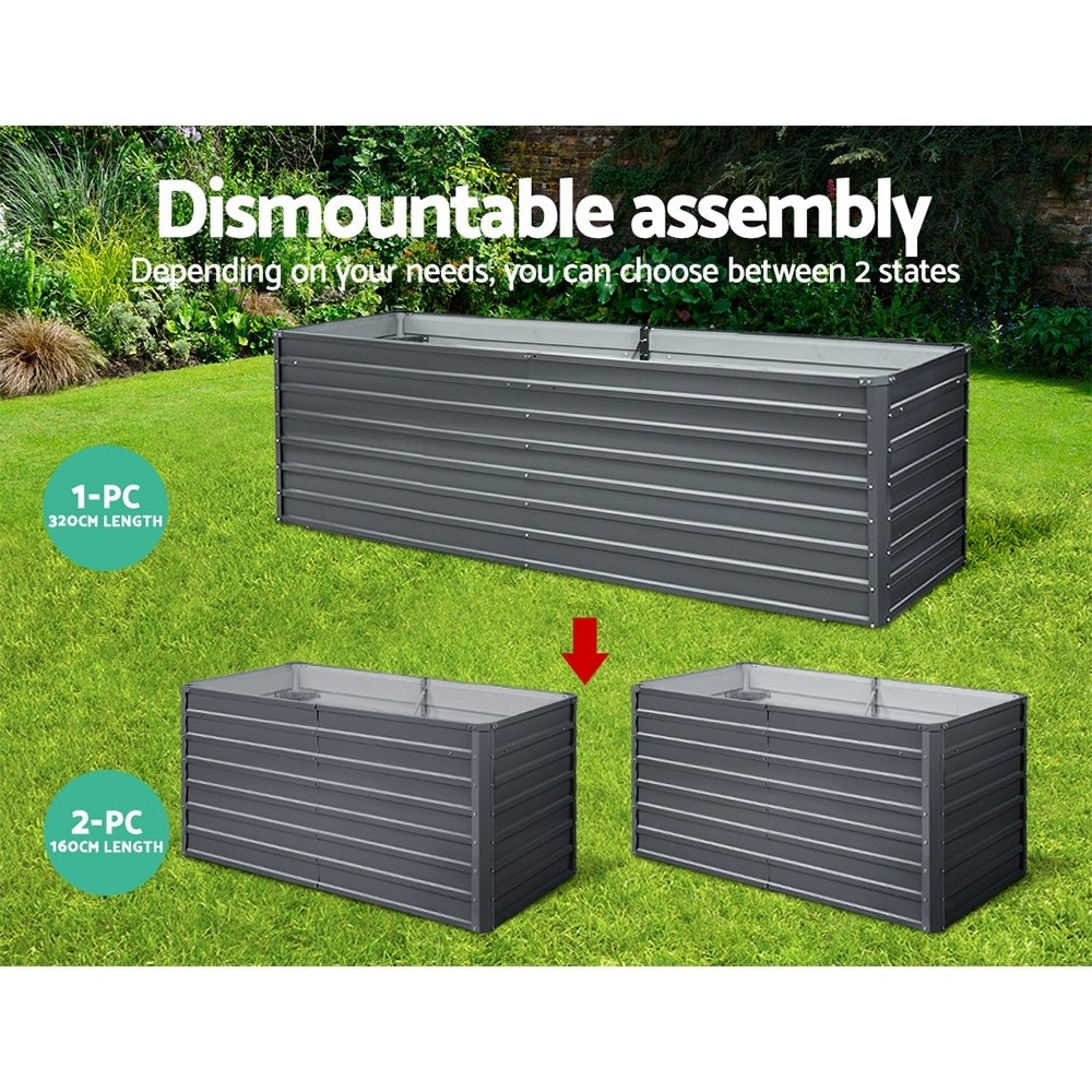NNEDSZ Greenfingers Garden Bed 320 x 80 x 77cm Galvanised Steel Raised Planter 2N1-3