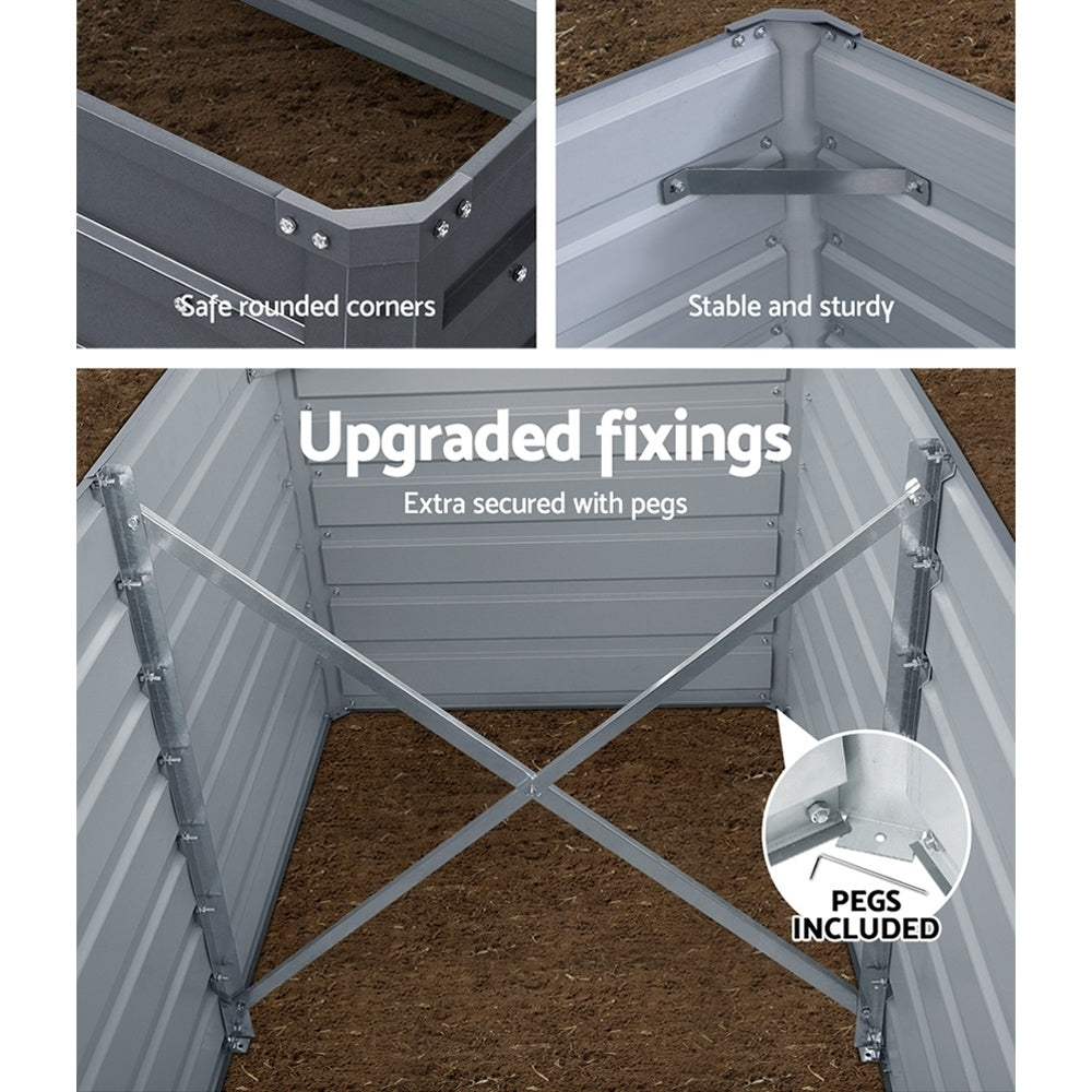 NNEDSZ Greenfingers Garden Bed 320 x 80 x 77cm Galvanised Steel Raised Planter 2N1-4