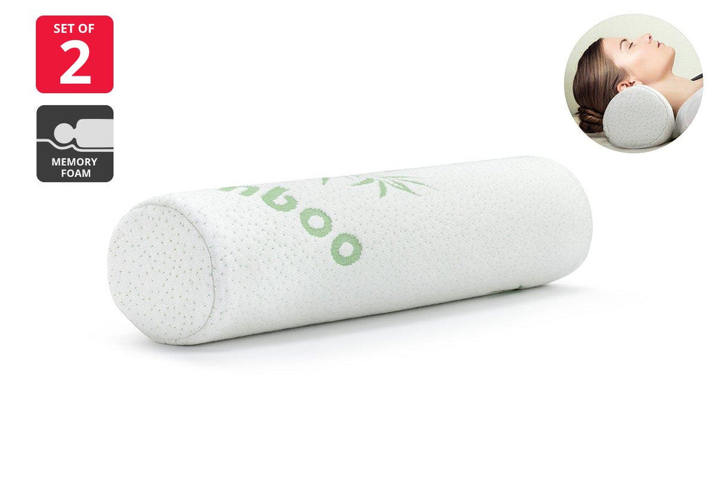 NNEKGE Set of 2 Memory Foam Neck Roll Bolster Pillows-1