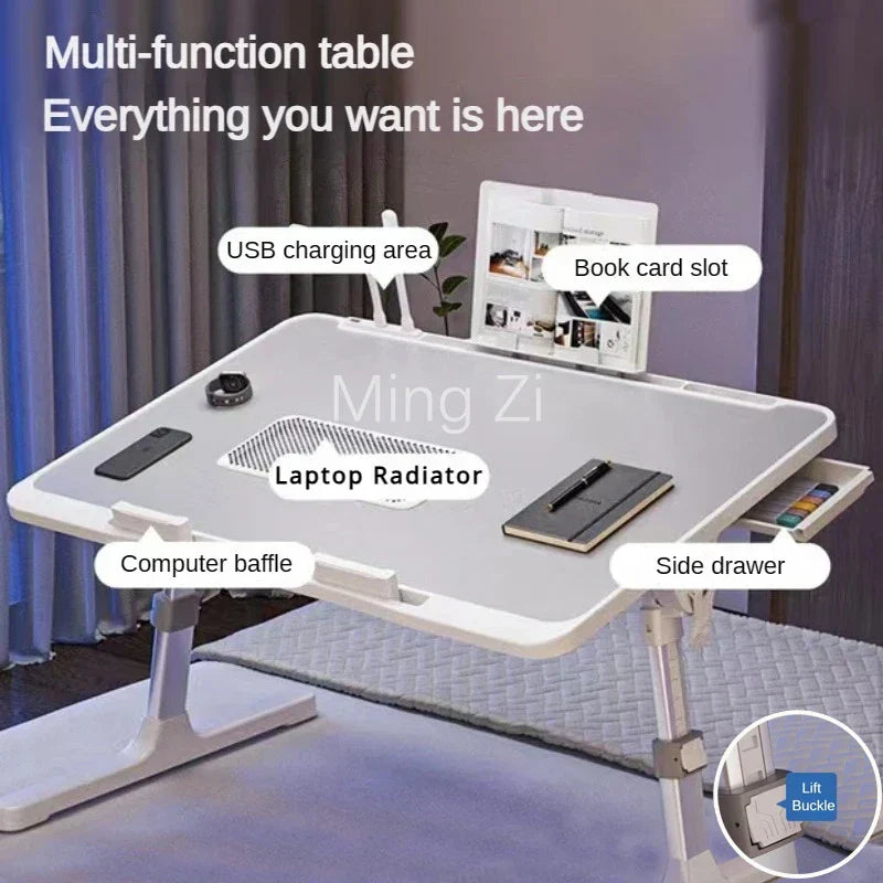 NNEOBA Foldable Laptop Desk with Adjustable Height and Radiator - Grey