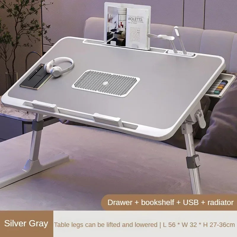 NNEOBA Foldable Laptop Desk with Adjustable Height and Radiator - Grey