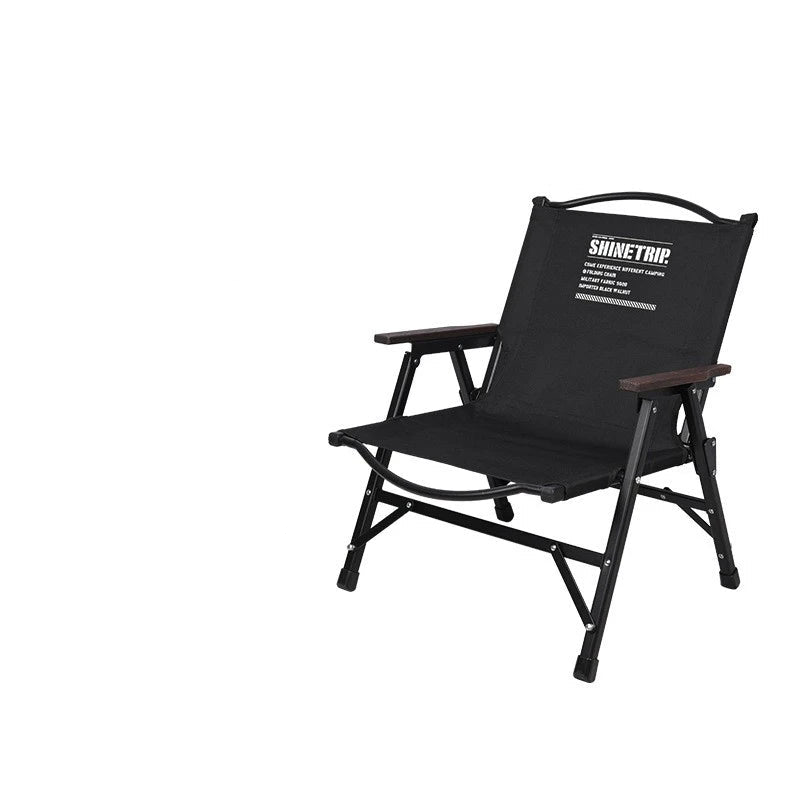 NNEOBA Outdoor Folding Chair Kermit-Style with Oak Armrests Black-0