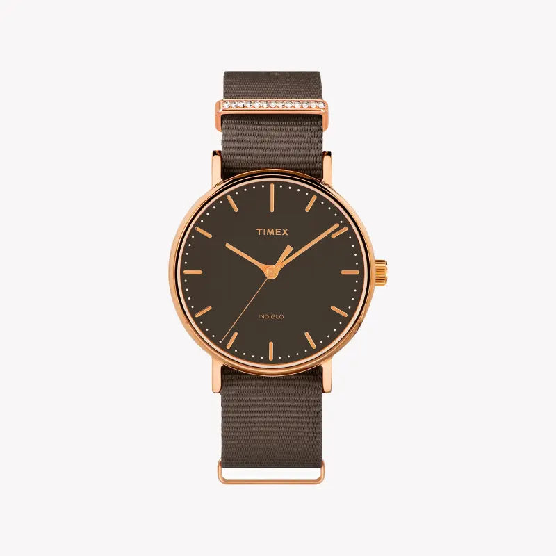 Timex Women's Gray Fabric Watch, Rose Gold Case | Tw2r48900