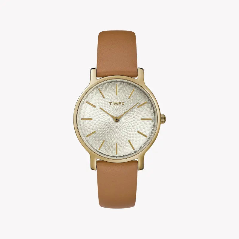 Timex Women's Tan Leather Watch, Silver Dial | Tw2r91800