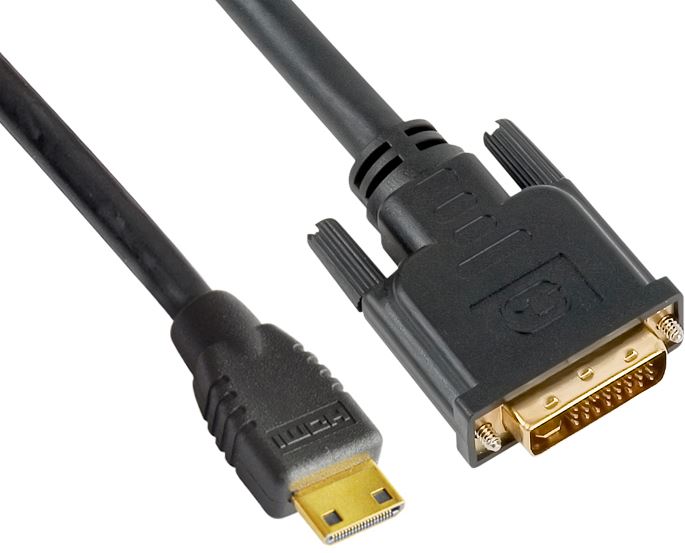NNEDSZ ASTROTEK Mini HDMI to DVI Cable 60cm - 19 pins Male to 24+1 pins Male 30AWG OD6.0mm Gold Plated Black PVC Jacket RoHS LS CBAT-MINIHDMIDVI-1.4-0
