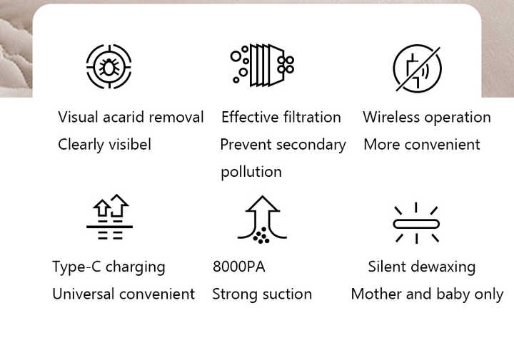 NNEDSZ Gold Handheld Dust Mite Vacuum Cleaner - Cordless, High Suction Power, USB Rechargeable-4