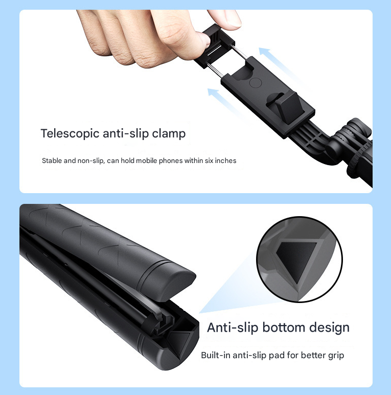 NNEDSZ White Single Light 3-in-1 Bluetooth Selfie Stick with Tripod and Remote Control - Adjustable for Smartphones-1