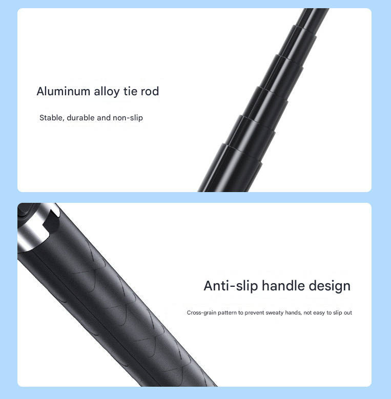 NNEDSZ White Single Light 3-in-1 Bluetooth Selfie Stick with Tripod and Remote Control - Adjustable for Smartphones-2