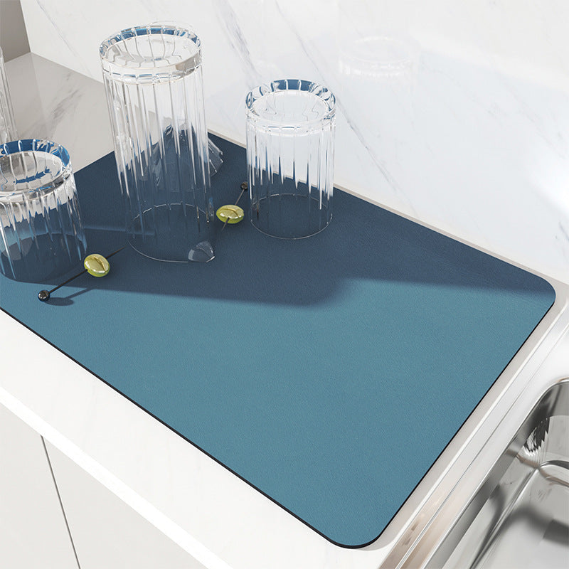 NNEDSZ Blue Kitchen Drying Mat - Super Absorbent Dish & Cup Drainer Pad 40x50cm-0