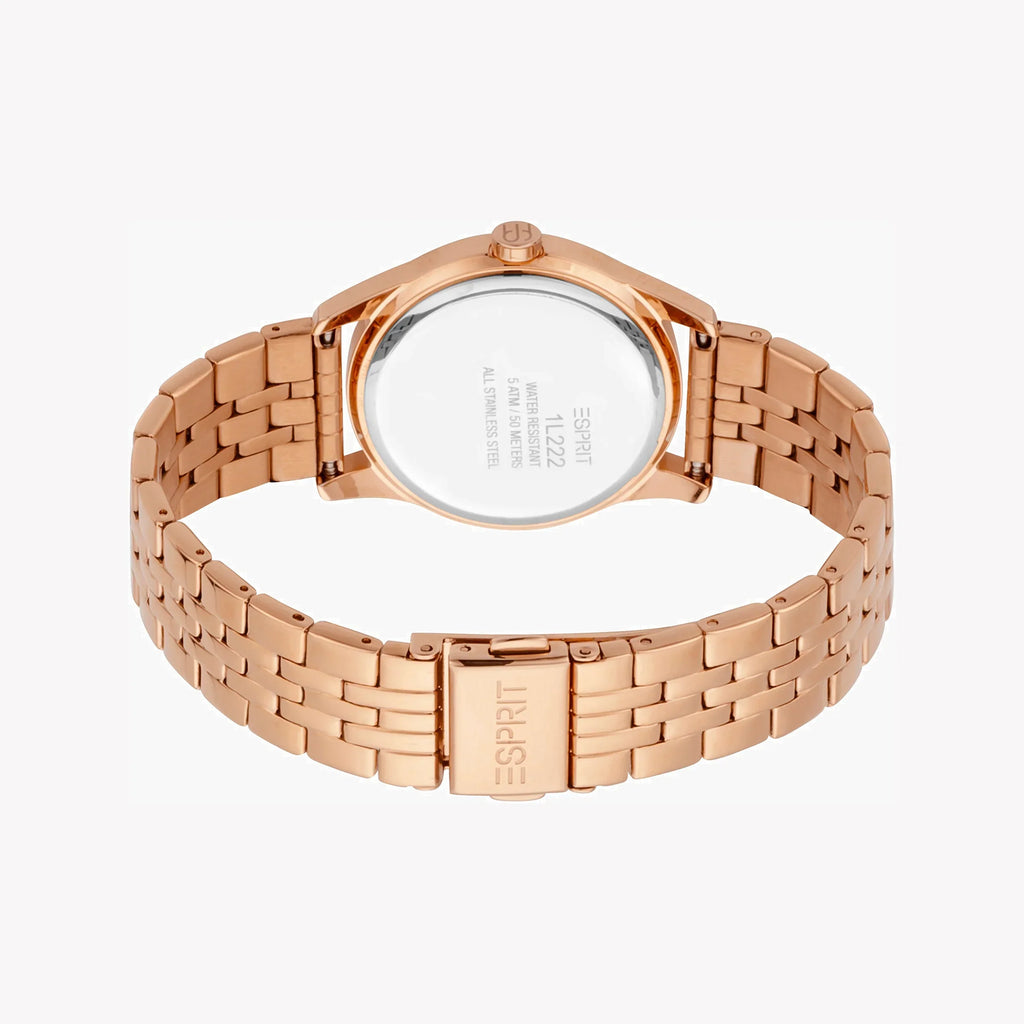 Esprit Women's Rose Gold Stainless Steel Watch, Silver Dial | Es1l199m0015