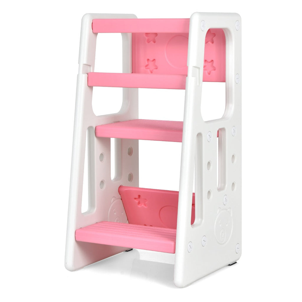 NNECW Kids Step Learning Stool with Double Safety Rails for Baby-1