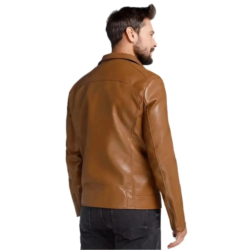 Mens Brown Leather Motorcycle Jacket