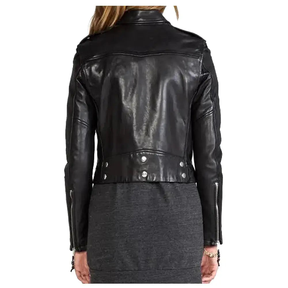 Women’s Short Lambskin Biker Leather Jacket