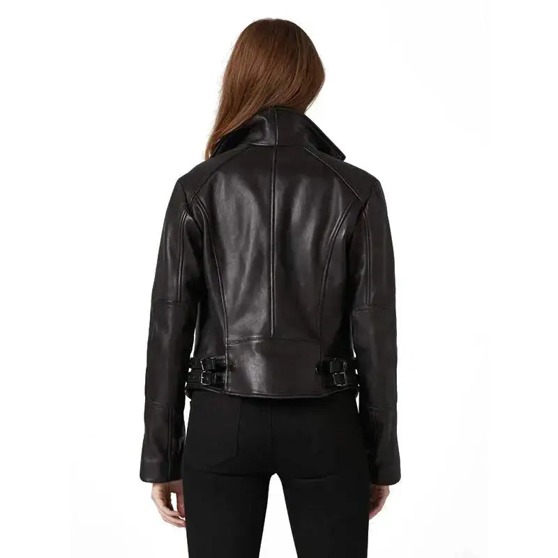 Women's Classic Black Leather Biker Jacket
